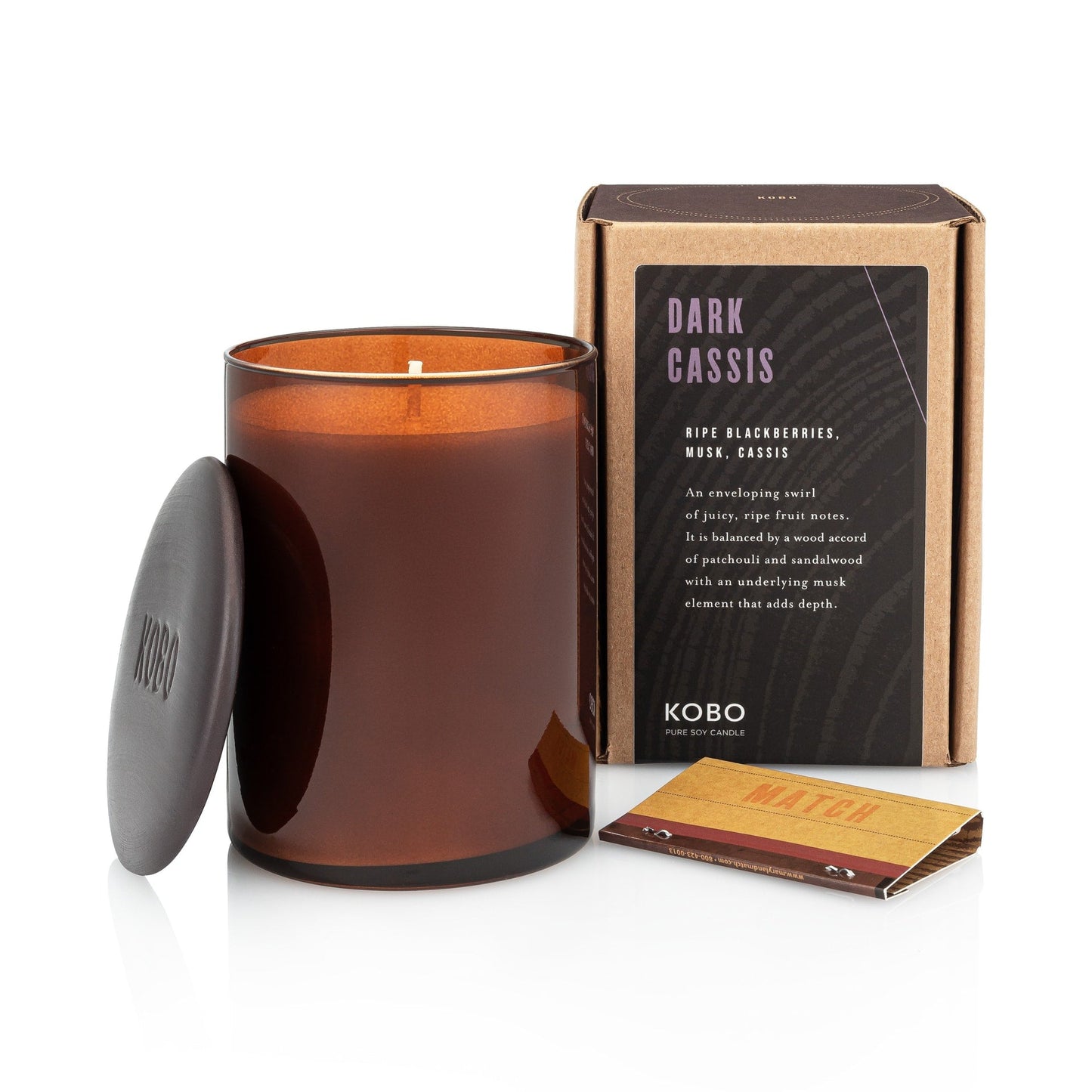 KOBO Dark Cassis Woodblock Candle (15 oz) #10076126