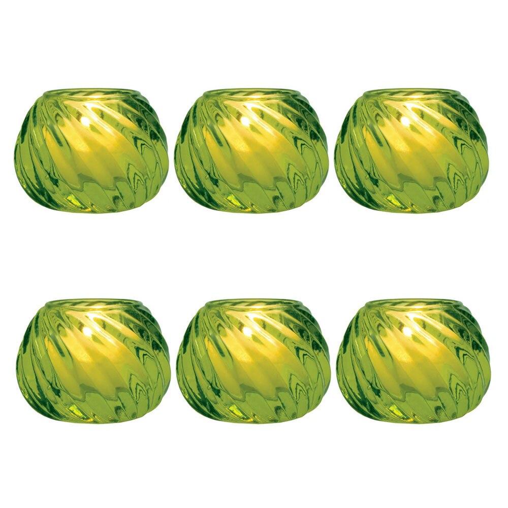 Chartreuse Green Isabella Glass Candle Holder, Set of 6