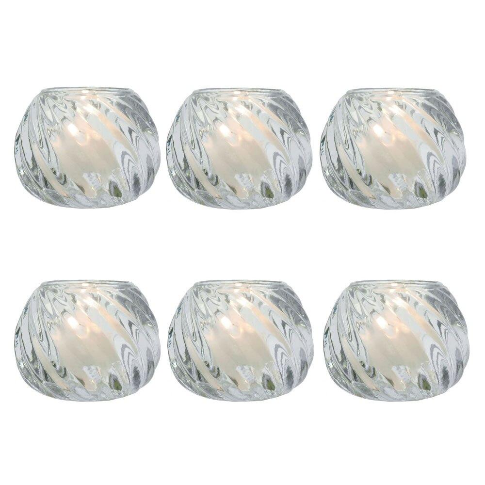 Clear Isabella Colored Glass Candle Holder, Set of 6