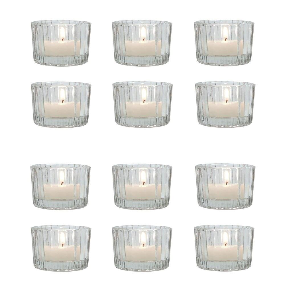 Clear Cleo Colored Glass Tealight Holder, Set of 12
