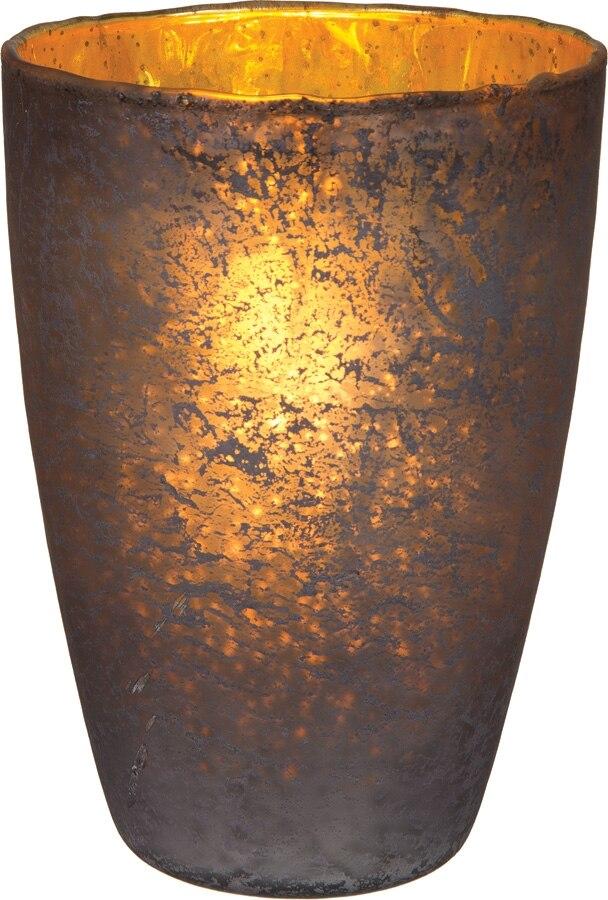 Charcoal Grey Nubiti Luxe Glass Large Candle Holder (9-inch x 6-inch)