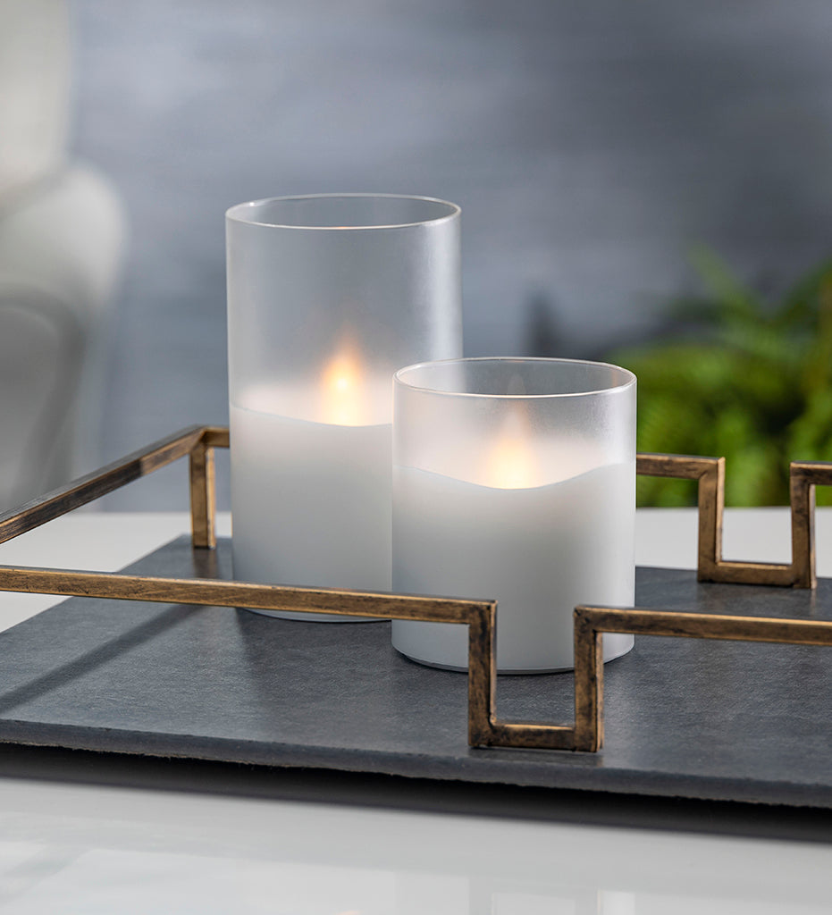 Frosted Glass LED Wax Candle 3.5 x 4