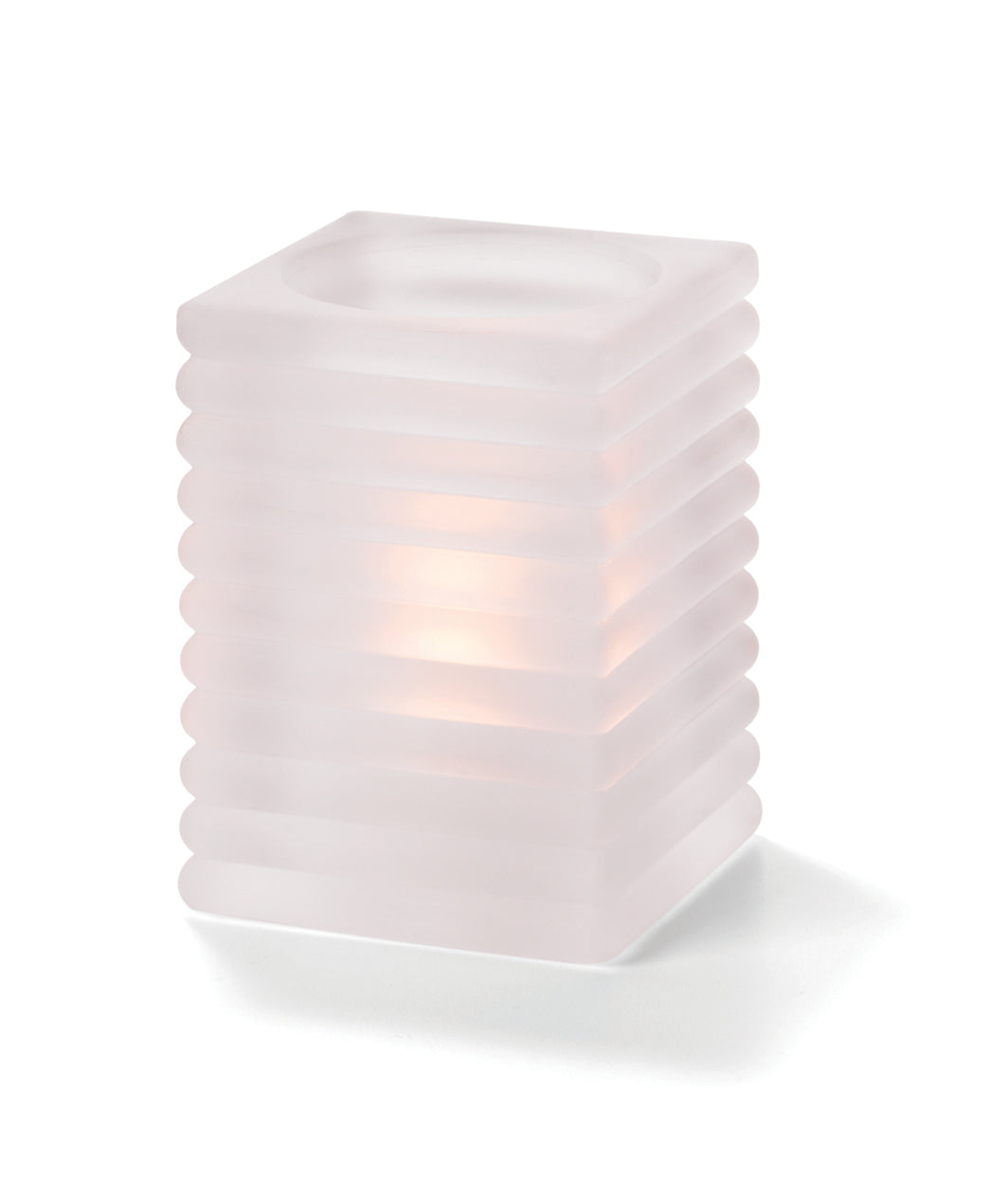 Hollowick Horizontal Rib Block Glass Candle Holders