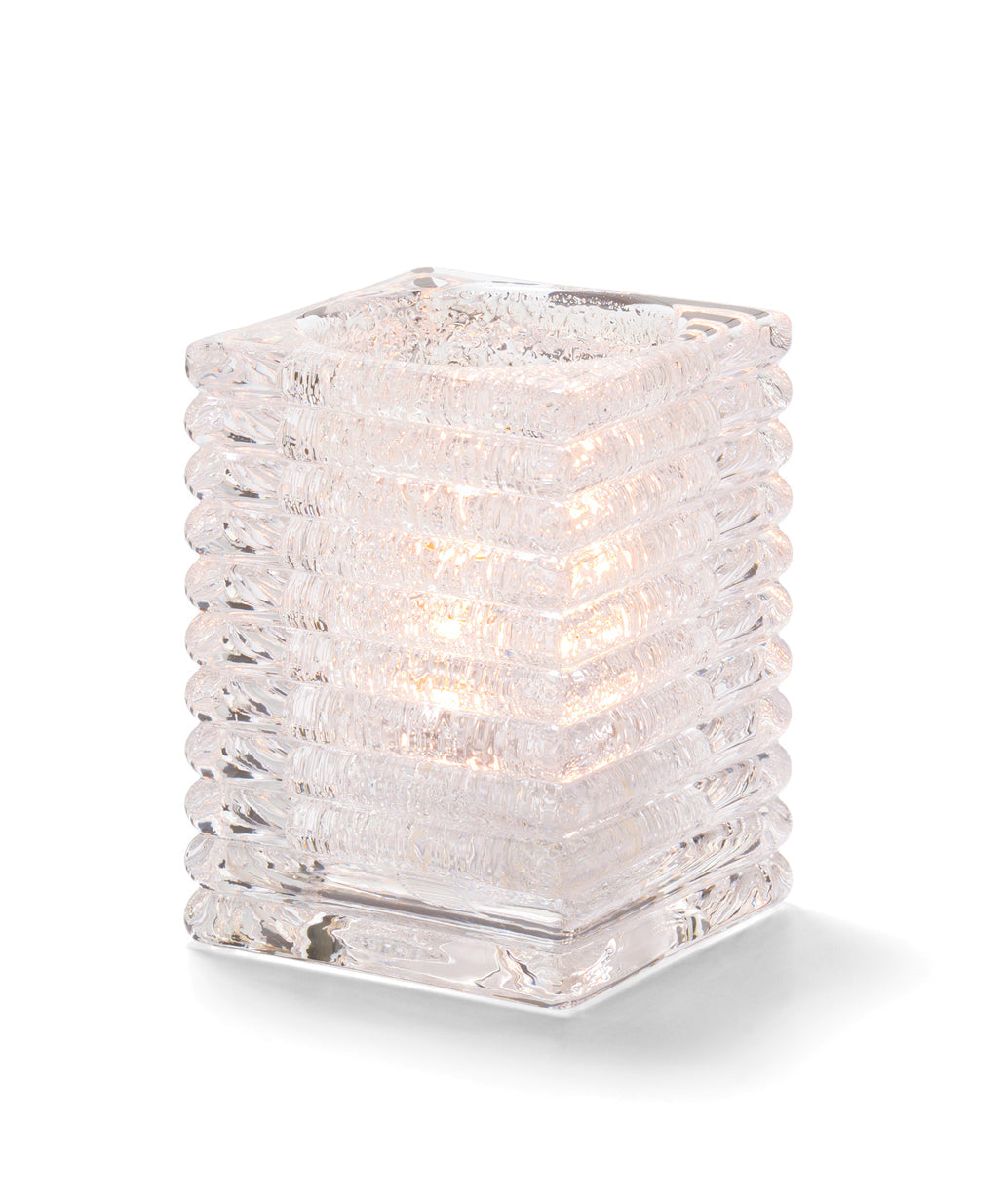 Hollowick Horizontal Rib Block Glass Candle Holders