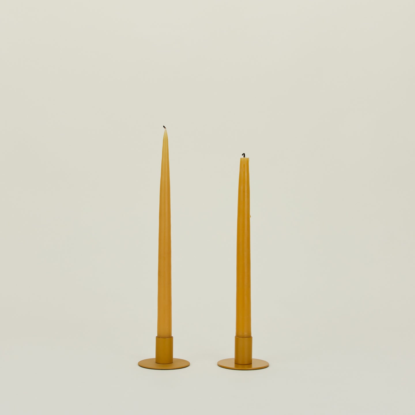 Essential Metal Candle Holders, Set of 2 - Mustard