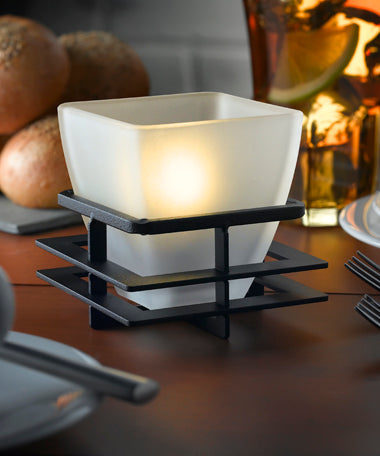 Hollowick Low Craftsman Black Powder Coated Wrought Iron Metal Frame Holder