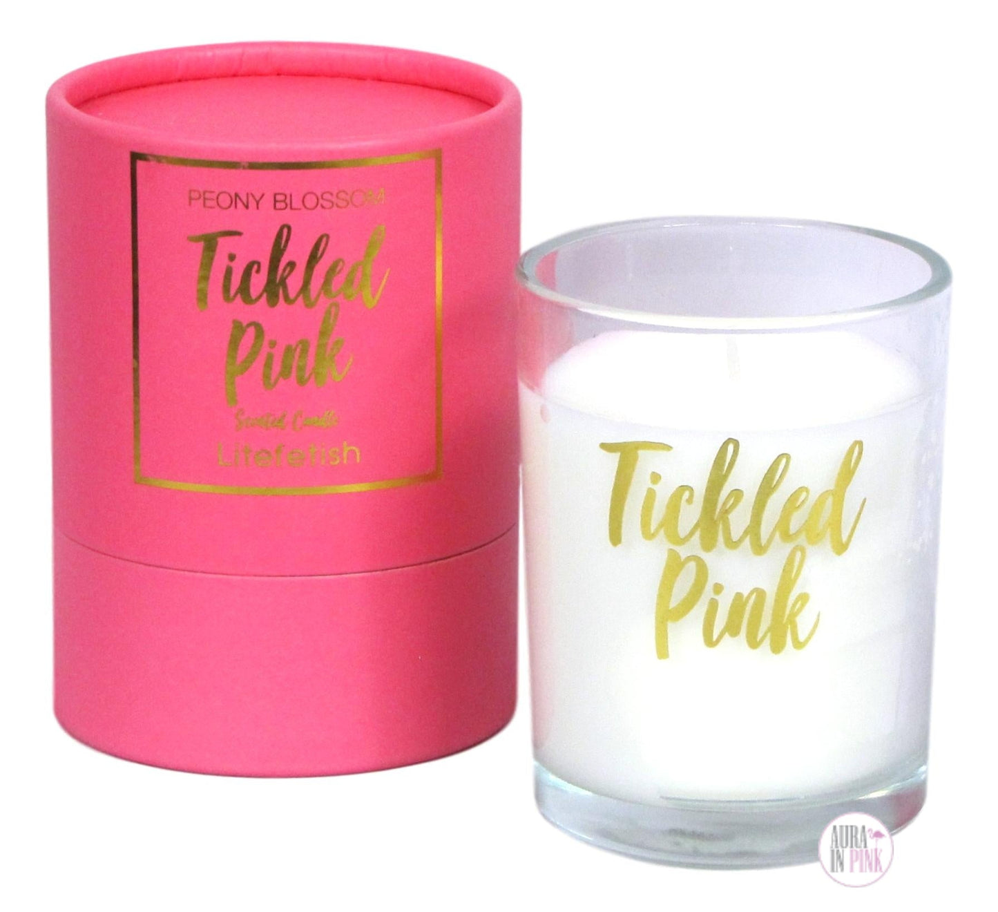 Lifefetish Tickled Pink Peony & Tangerine Blossom Scented Glass Jar Candle
