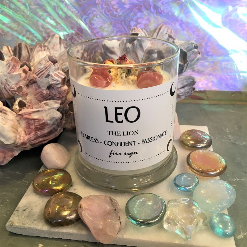 Lunastry Zodiac Soy Wax Crystal Candle 11oz
