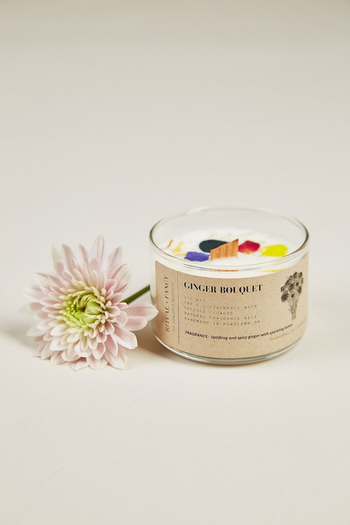 Natural Flower Petal Glass Votive Candle - 5 oz