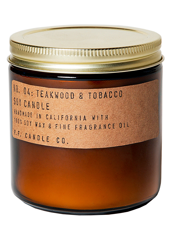 P.F. Candle Co. No. 4 Teakwood and Tobacco Large Soy Jar Candle