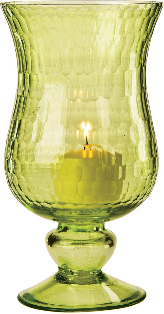 Small Chartreuse Green Glass Hurricane Candle Holder