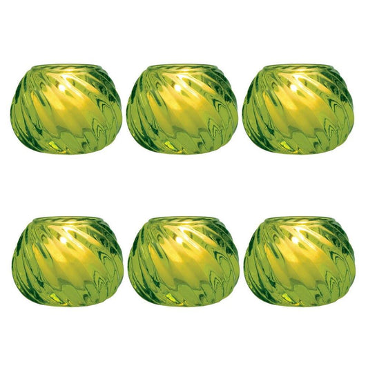 Chartreuse Green Isabella Glass Candle Holder, Set of 6