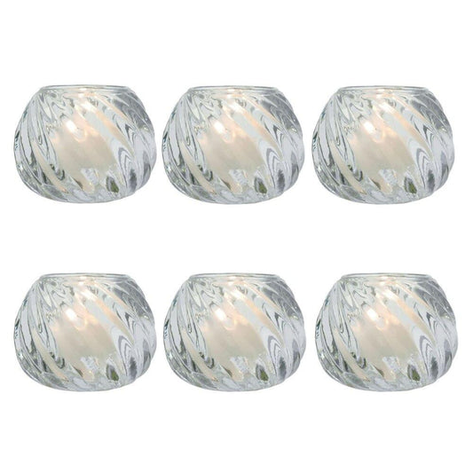 Clear Isabella Colored Glass Candle Holder, Set of 6