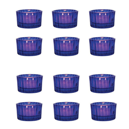 Cobalt Blue Cleo Colored Glass Tealight Holder, Set of 12