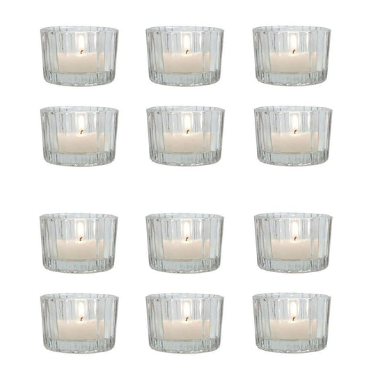 Clear Cleo Colored Glass Tealight Holder, Set of 12