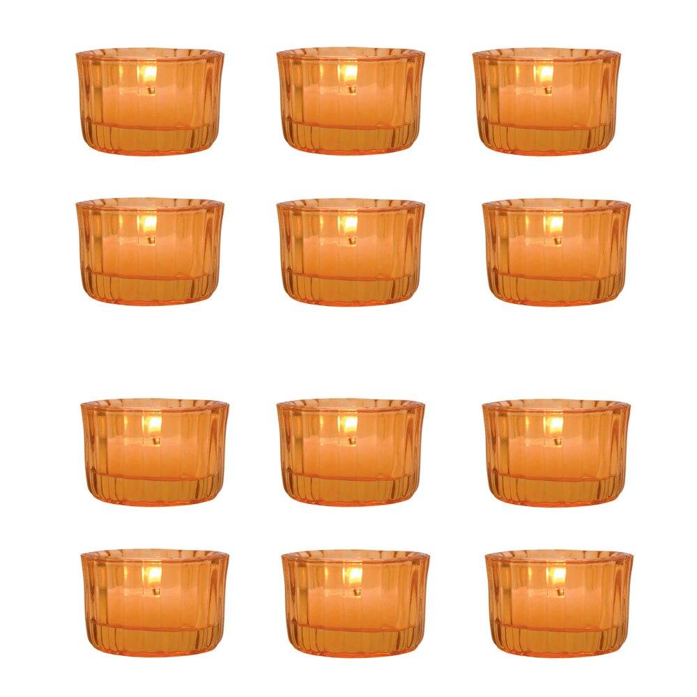 Orange Cleo Colored Glass Tealight Holder, Set of 12