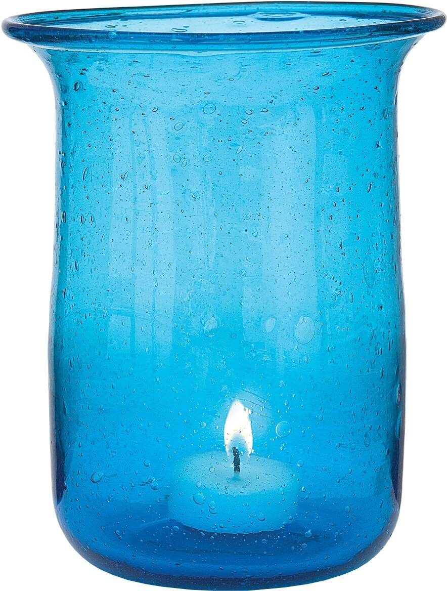 Turquoise Blue Tidal Recycled Glass Tall Vase