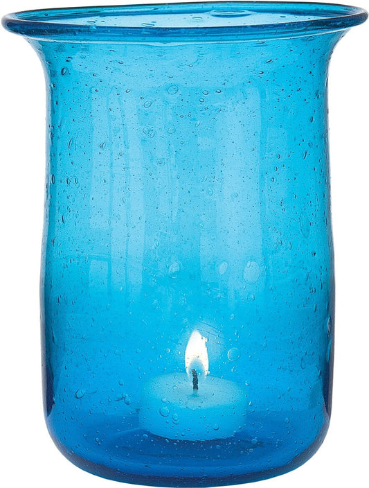 Turquoise Blue Tidal Recycled Glass Tall Vase