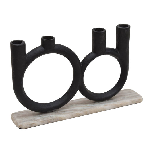 Sagebrook Home 4-Taper Candleholder On Marble Base, 13" - lily & onyx