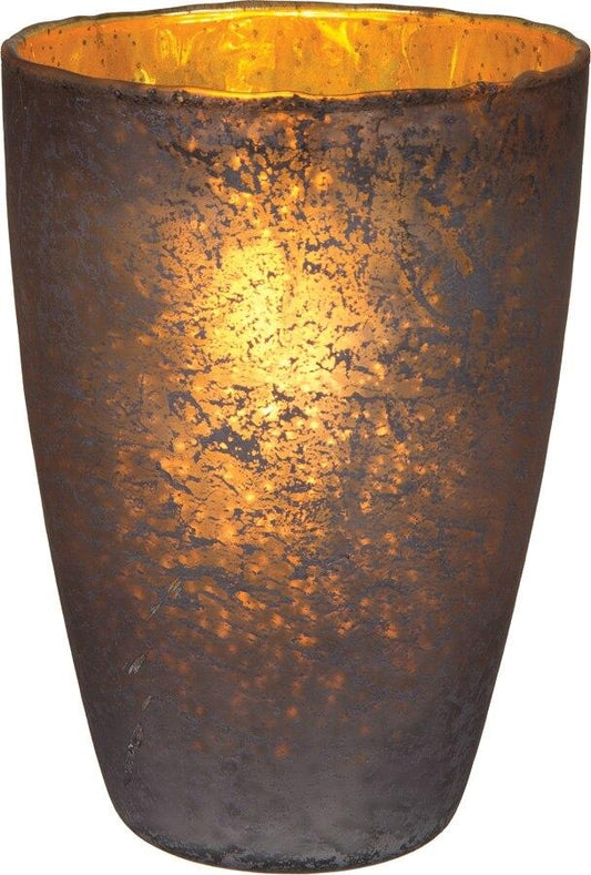 Charcoal Grey Nubiti Luxe Glass Large Candle Holder (9-inch x 6-inch)