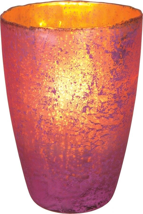 Fuchsia Pink Nubiti Luxe Glass Large Candle Holder (9-inch x 6-inch)