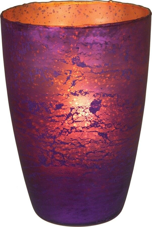 Plum Purple Nubiti Luxe Glass Large Candle Holder (9-inch x 6-inch)
