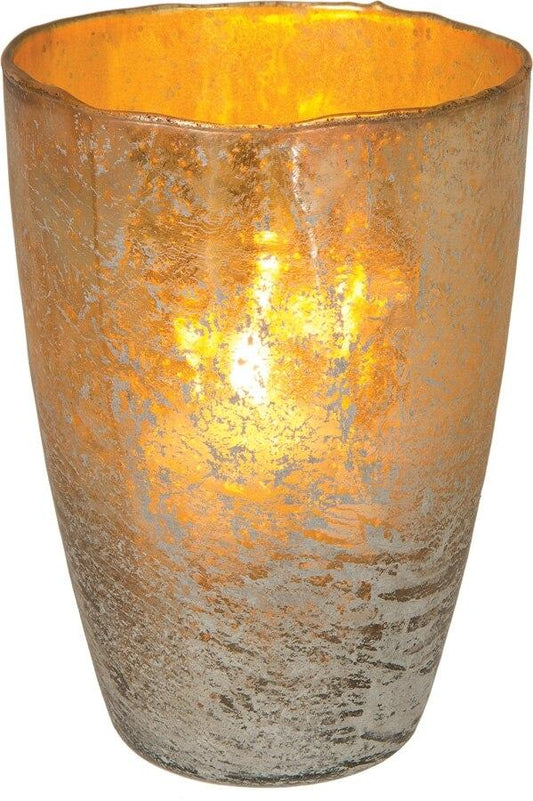 Silver Nubiti Luxe Glass Large Candle Holder (9-inch x 6-inch)