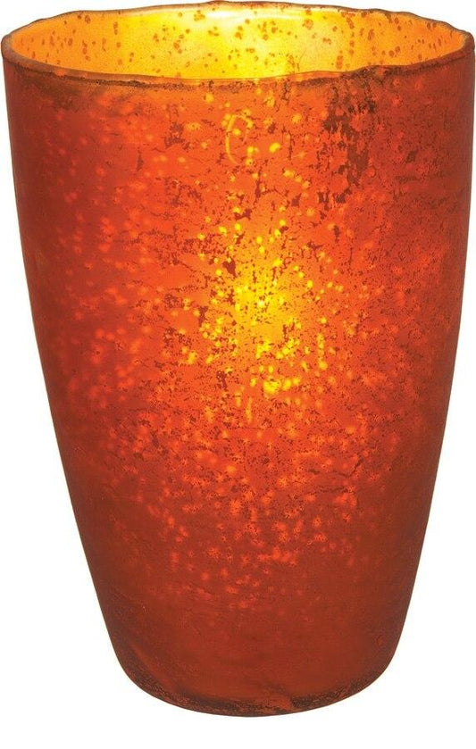 Tangerine Orange Nubiti Luxe Glass Large Candle Holder (9-inch x 6-inch)