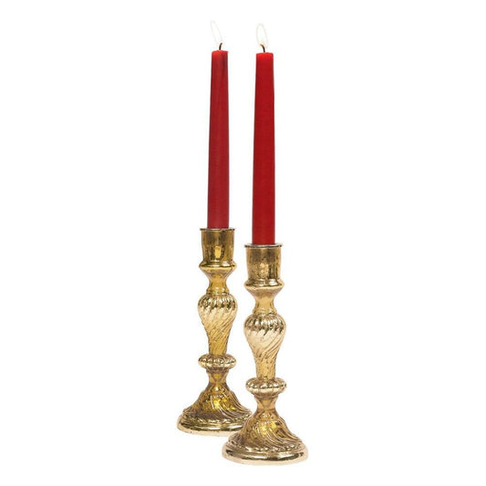 Gold Grace Mercury Glass Swirled Candlestick, Set of 2