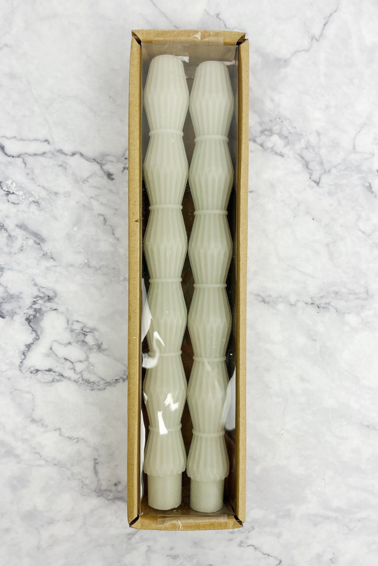 Grey Sculpted Taper Candle Set