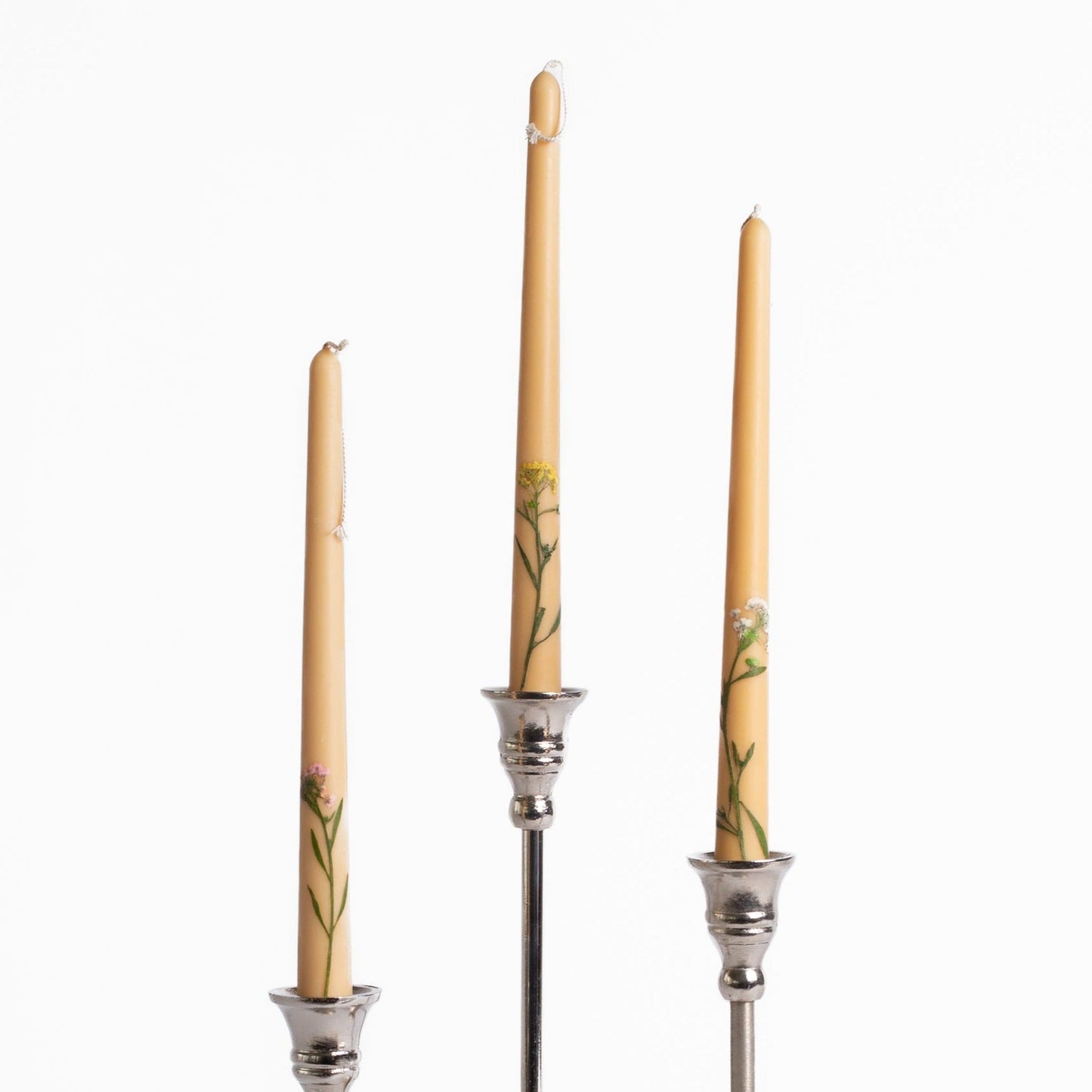 Floral Inlaid Taper Candle Set