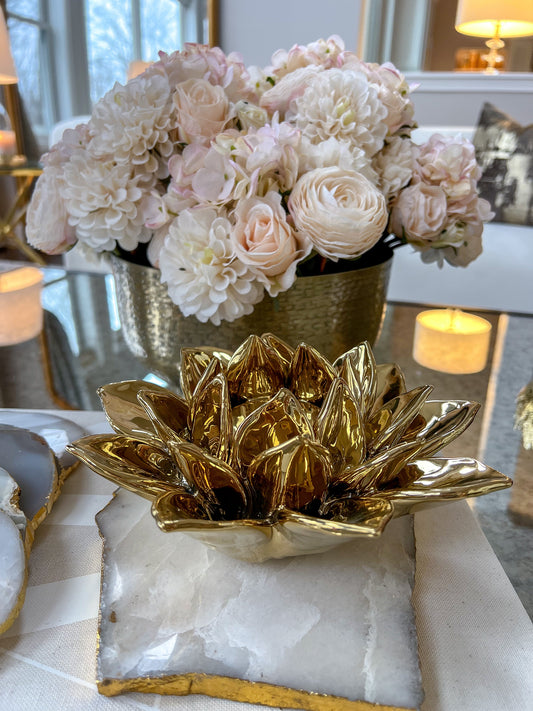 Gold Flower Shaped Tealight Holder
