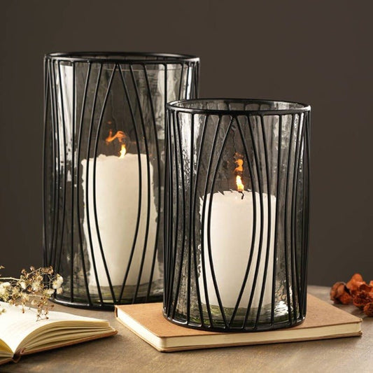 8" Metal Glass Hurricane
