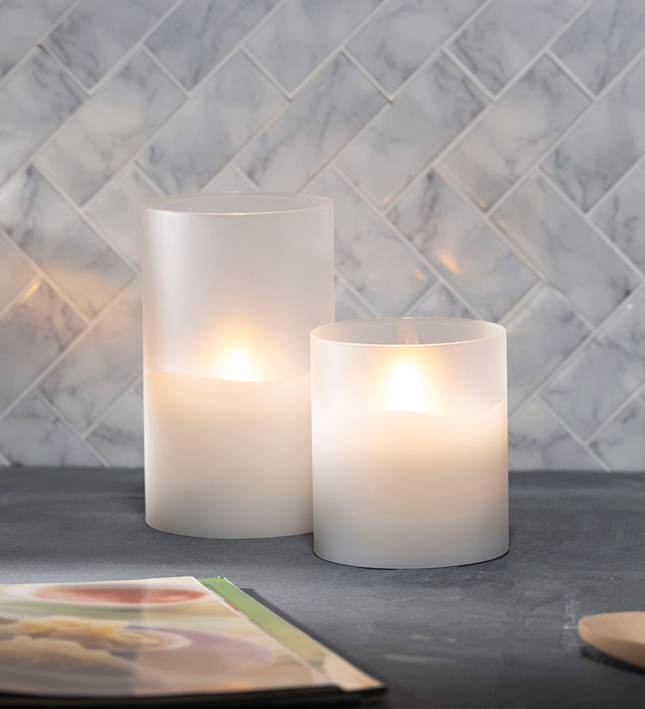 Frosted Glass LED Wax Candle 3.5 x 6