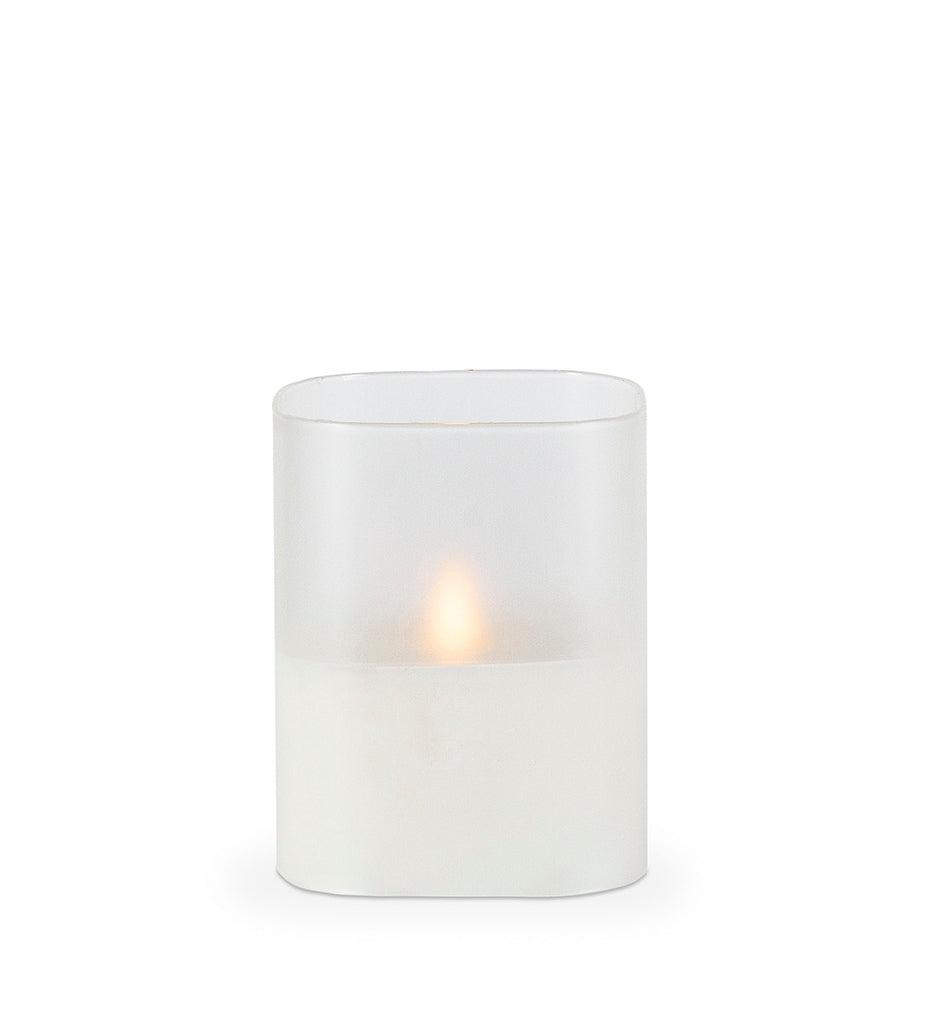 Frosted Glass LED Wax Candle 4 x 4 x 5
