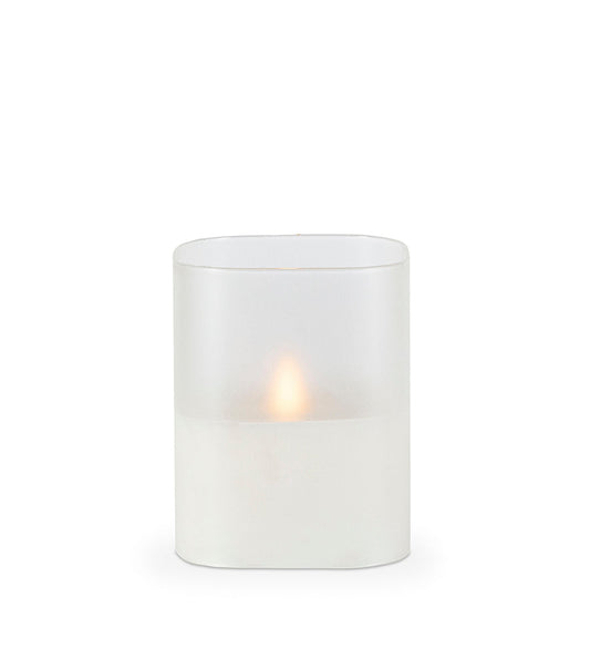 Frosted Glass LED Wax Candle 4 x 4 x 5