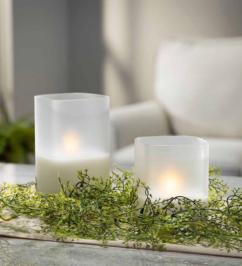 Frosted Glass LED Wax Candle 4 x 4 x 7