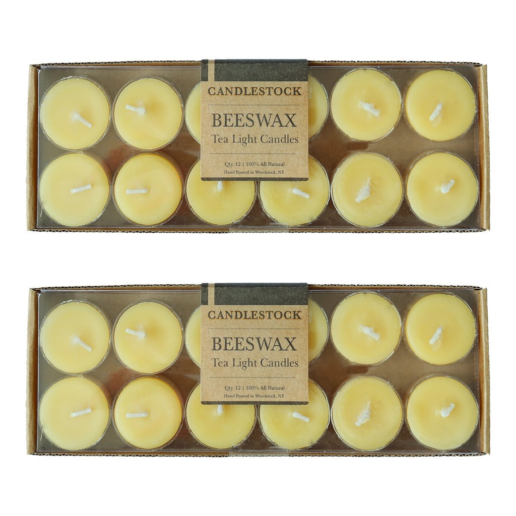 Bulk 100% pure beeswax tea light candles. Long lasting dripless beeswax candles. - Candlestock.com