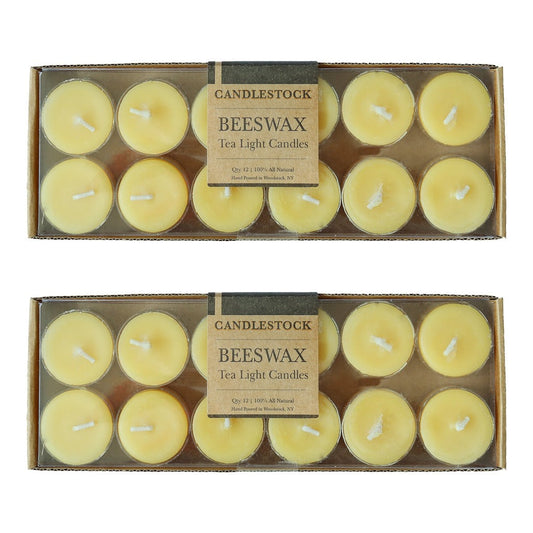 Bulk 100% pure beeswax tea light candles. Long lasting dripless beeswax candles. - Candlestock.com