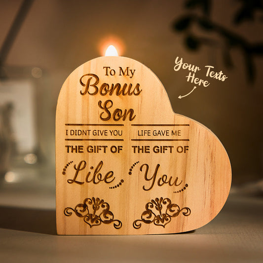 Custom Engraved Candlestick Heart-shaped Wooden Home Gifts
