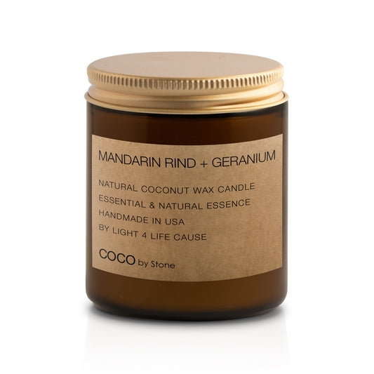 7.2oz Mandarin Rind + Geranium Coconut Wax Candle