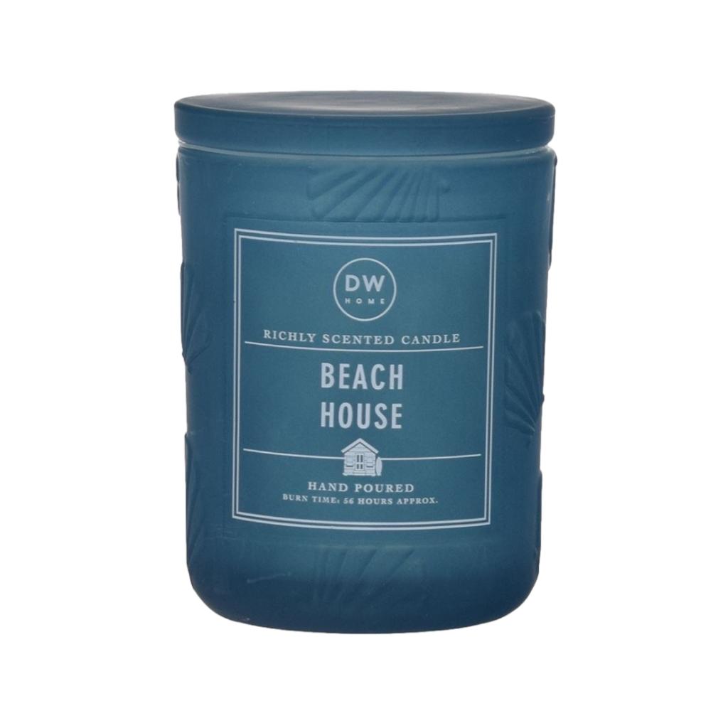 DW Home Summer Collection Large Double Wick Richly Scented & Hand Poured Candles in Frosted Glass Seashell Jars w/Lids - Assorted Scents - Aura In Pink Inc.