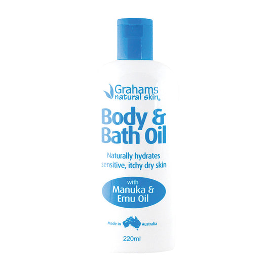 GRAHAMS Natural Body & Bath Oil with Manuka & Emu Oil 220ml