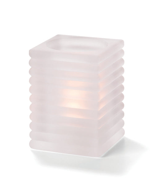 Hollowick Horizontal Rib Block Glass Candle Holders