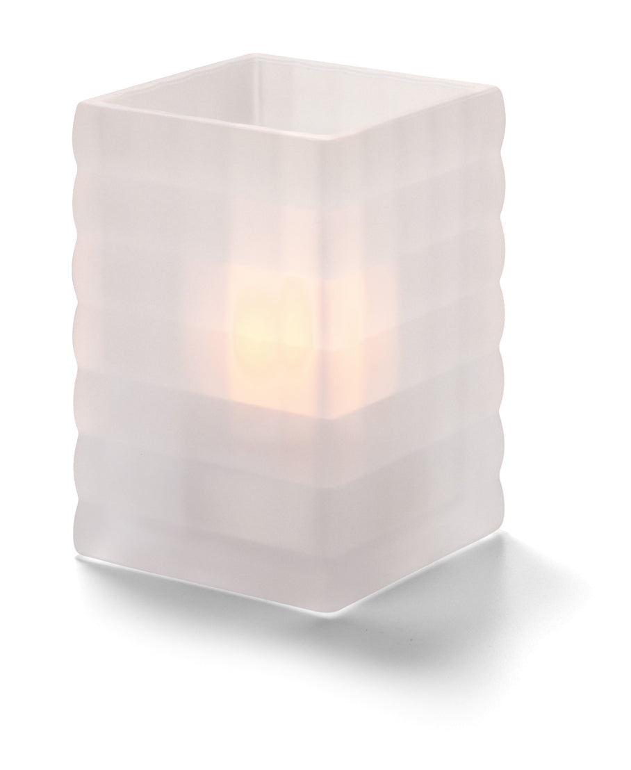 Hollowick Satin Crystal Optic Block Glass Candle Holder