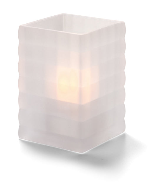 Hollowick Satin Crystal Optic Block Glass Candle Holder