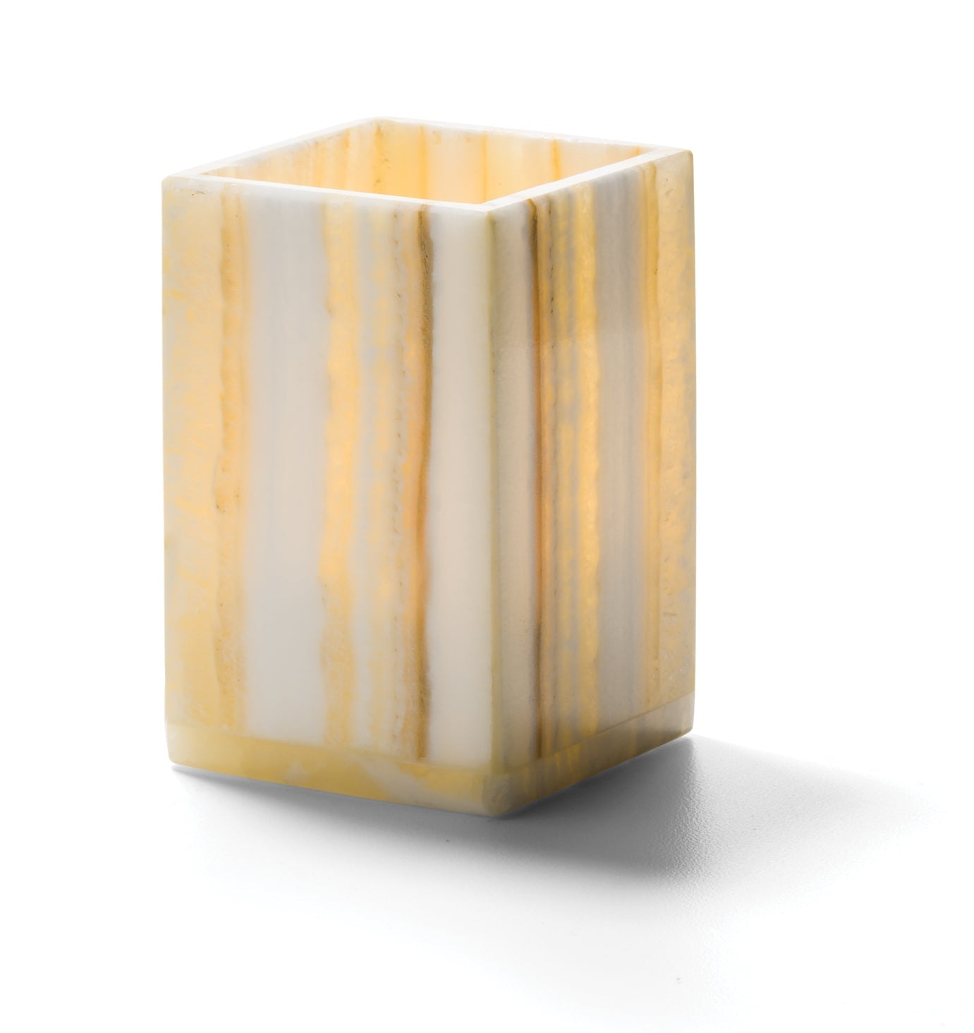 Hollowick Luxor Square Solid Alabaster Candle Holders