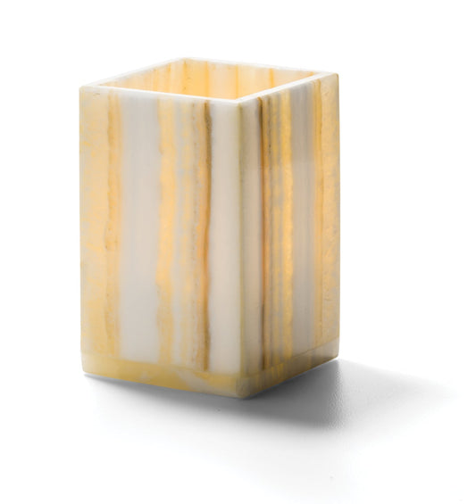 Hollowick Luxor Square Solid Alabaster Candle Holders