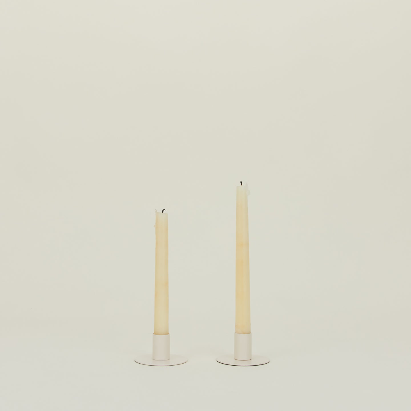 Essential Metal Candle Holders, Set of 2 - Ivory