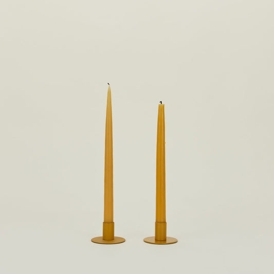 Essential Metal Candle Holders, Set of 2 - Mustard